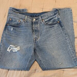 Levi's 501s Skinny Distressed Light Blue Jeans